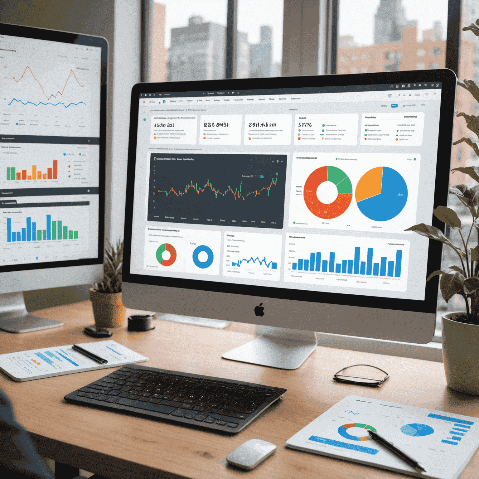 Dashboard de análisis de redes sociales mostrando métricas clave como engagement, alcance y conversiones, con gráficos y números en aumento